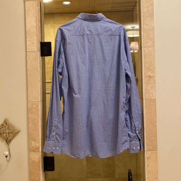 PERLIS 1939 mens XL royal blue gingham classic fit sports shirt - Picture 2 of 6